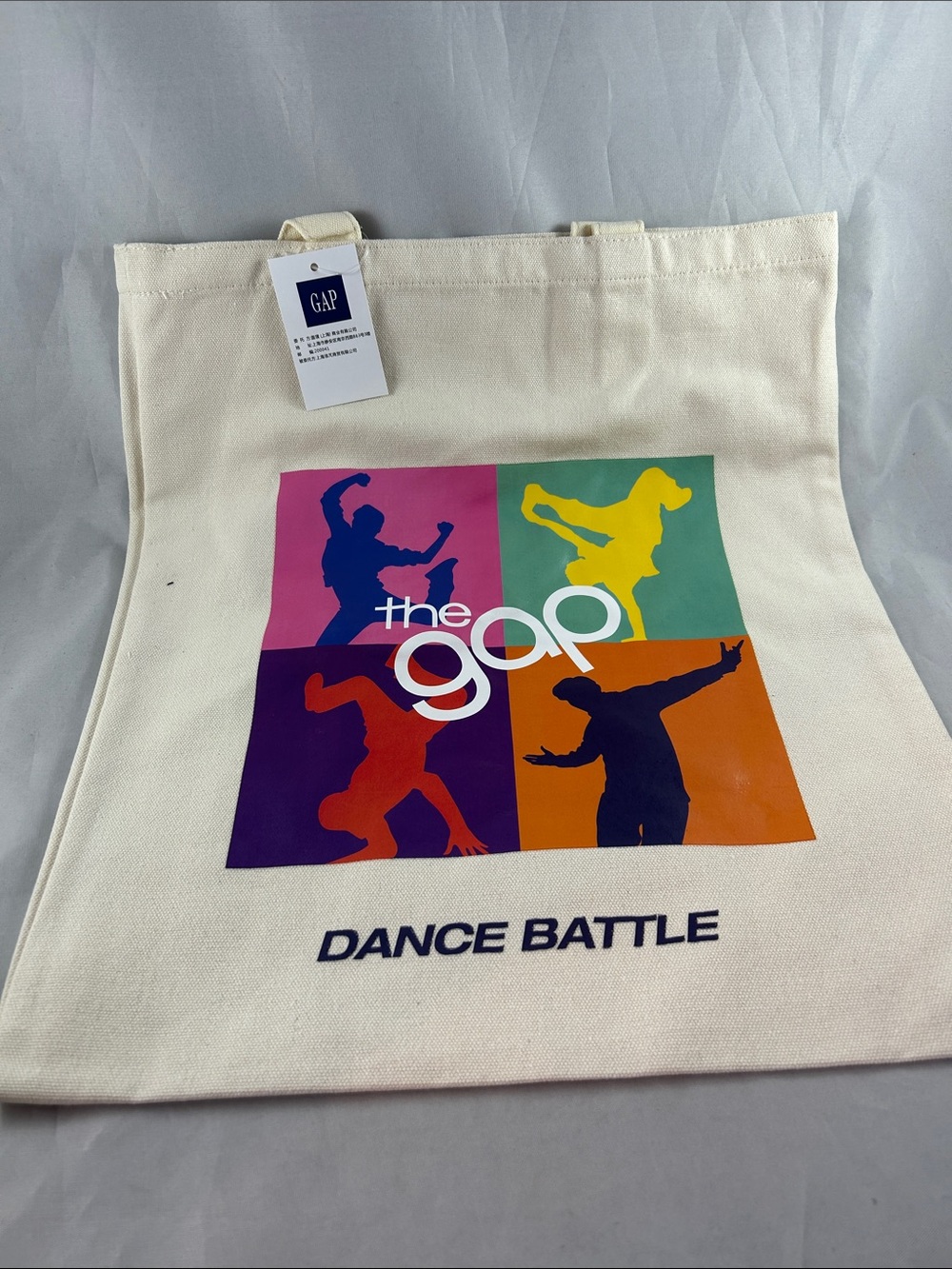 GAP Cream Canvas Tote with Multicolor Dance Silhouettes